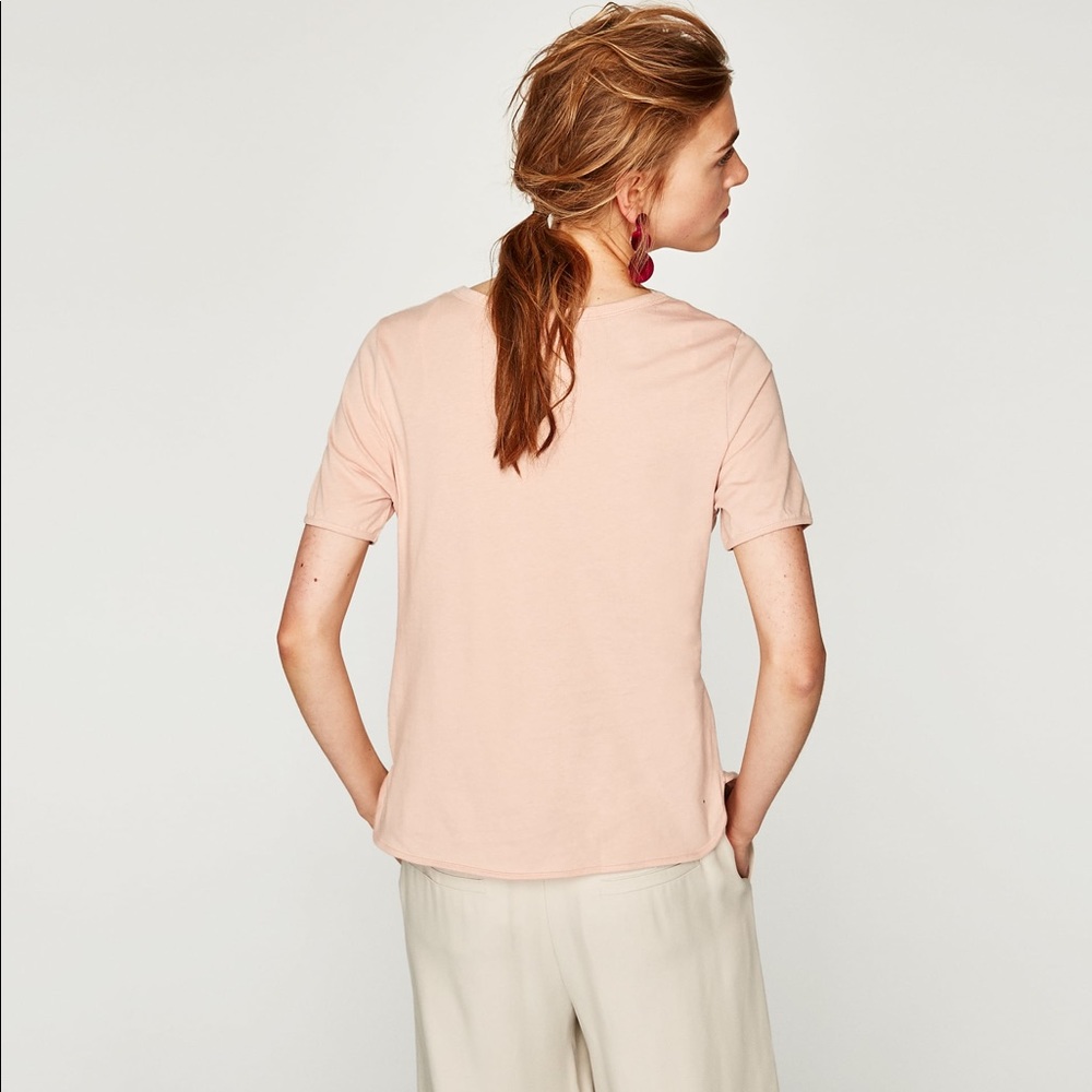 Zara blush pink corset button shirt top size small - Picture 4 of 5